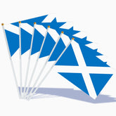 AhfuLife 15Pcs Scottish Flags on Sticks for Euro Party Decorations 2024, 14x21cm Scotland Hand Held Small Stick Flags with 30cm White Poles for St. Andrew's Day Football Party Decoration (15 Pcs)